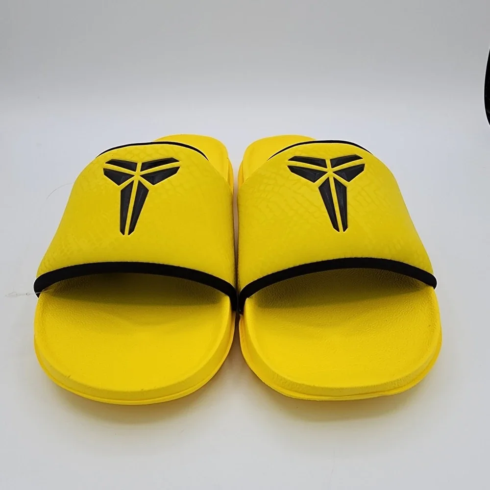Nike Kobe Off Court Slides Mens 10 Lightning Yellow Black Mamba Logo Sandal‎ NEW